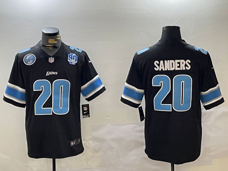 Men Detroit Lions 20 Sanders Black three generations 2024 Nike Limited NFL Jersey style 4